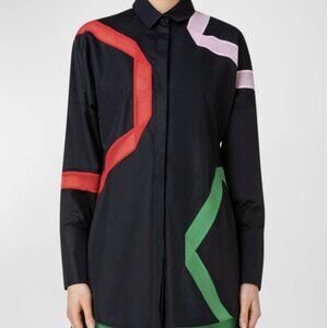 Akris Punto Black Techno Mesh Intarsia Shirt /size 4 worn once